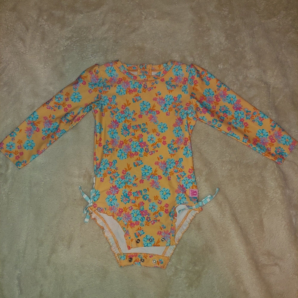 Ruffle Butts 3T Toddler Girl Long Sleeve Rashguard Swimsuit NWOT